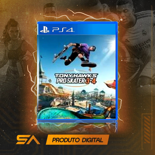 Capa oficial do jogo Tony Hawk's™ Pro Skater™ 3 + 4 - Edição Cross-Gen para PS4 em Mídia Digital