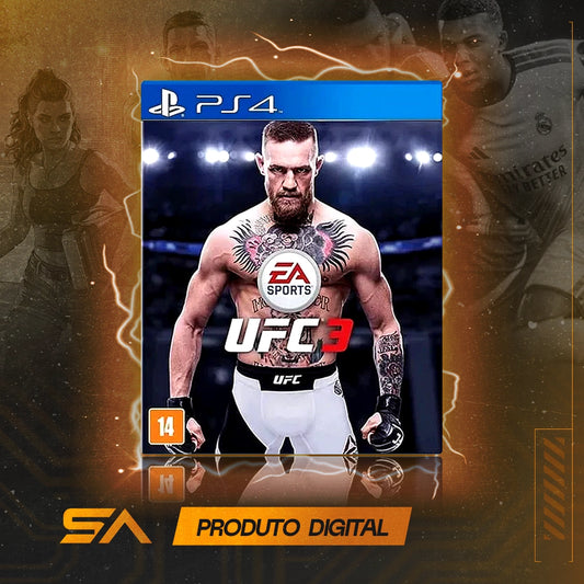 Capa oficial do jogo UFC 3 para PS4 em Mídia Digital