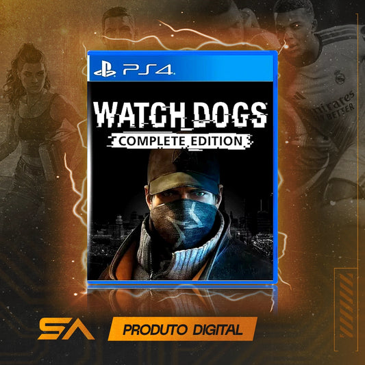 Capa oficial do jogo Watch Dogs Complete Edition para PS4 em Mídia Digital