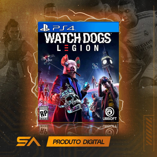 Capa oficial do jogo Watch Dogs Legion para PS4 em Mídia Digital