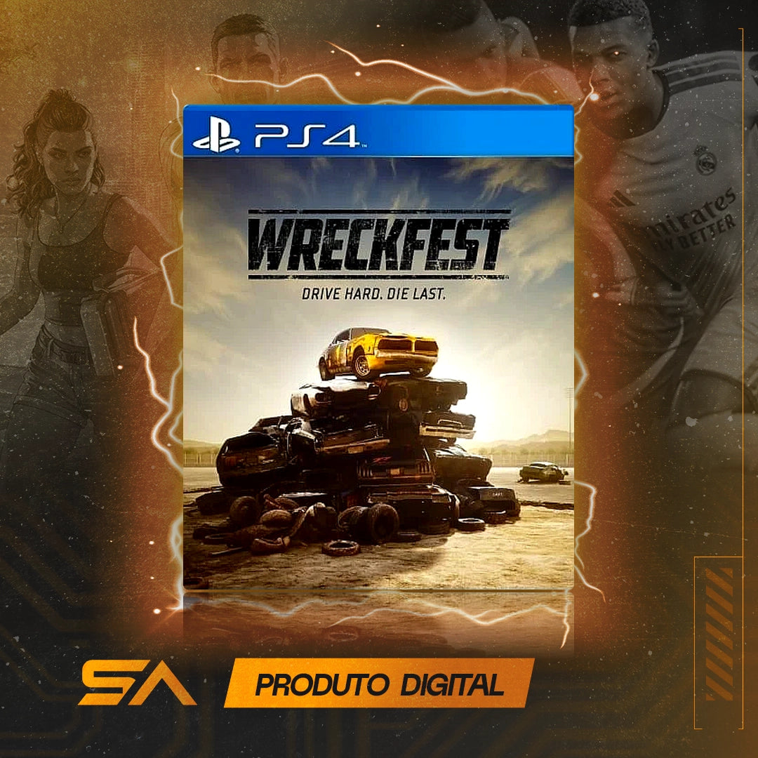 Capa oficial do jogo Wreckfest para PS4 em Mídia Digital