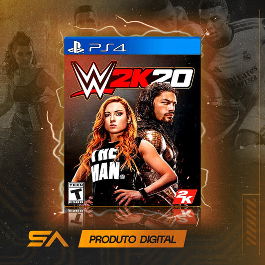 Capa oficial do jogo WWE 2k20 para PS4 em Mídia Digital