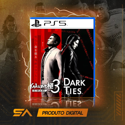 Capa oficial do jogo Yakuza Kiwami 3 & Dark Ties para PS5 em Mídia Digital
