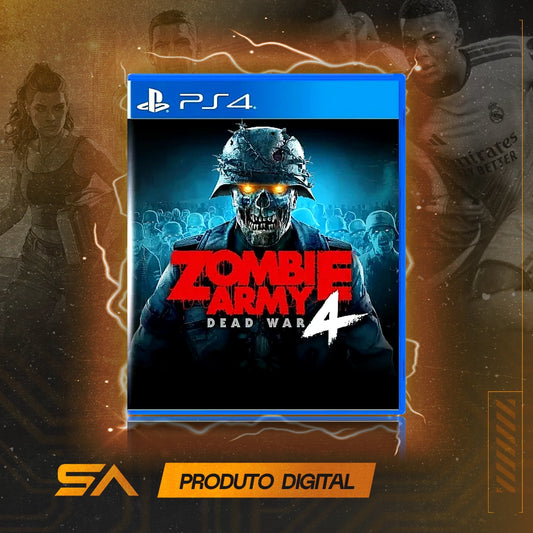 Capa oficial do jogo Zombie Army 4: Dead War para PS4 em Mídia Digital
